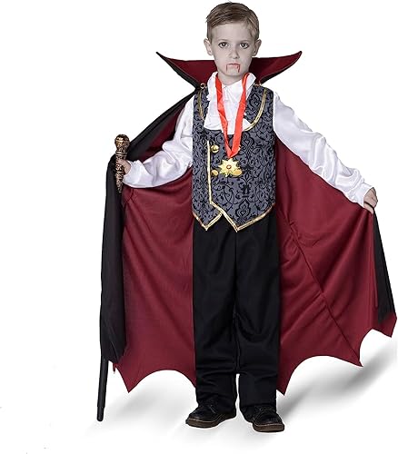 Miniatura 2 de Spooktacular Creations Disfraz de vampiro de Halloween para niño, plata fría con chaleco, camisa, cetro, capa, pantalones para niños Halloween