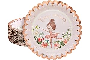 Pink 48-Pack: Tiny Dancer Plates with Scalloped Foil Edges