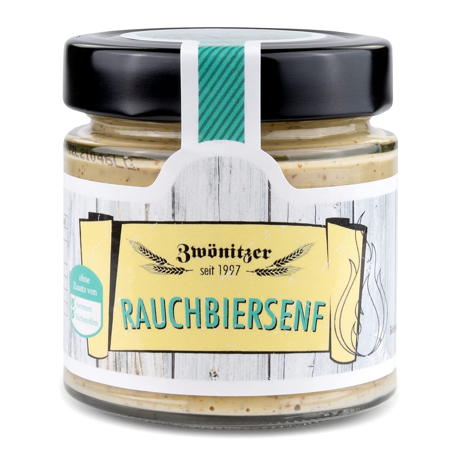 Brauerei Zwönitz Rauchbier Senf - Biersenf 180 ml aus Zwönitzer Rauch Bier - grobkörniger Senf mittelscharf als Bier Geschenk aus Sachsen