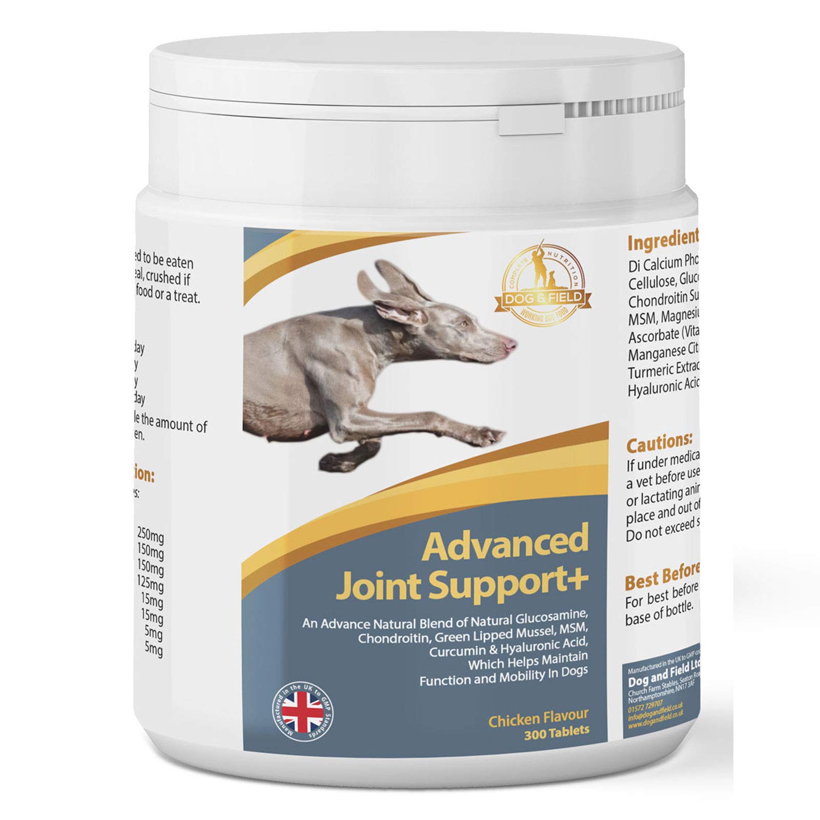 Advanced Joint Support+ A Powerful Joint & Hip Care Supplement For Dogs with Powerful, Glucosamine, Chondroitin, Green Lipped Mussel, MSM, Curcumin & Hyaluronic Acid + Added Vitamin C (300 Tablets)