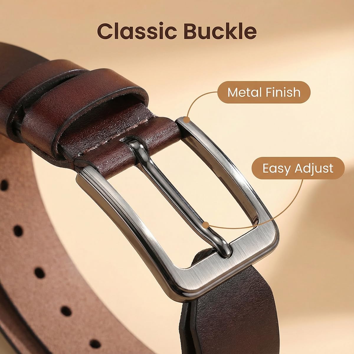 VRLEGEND Ledergürtel Herren 110-175cm Gürtel Leder Jean Business Metall Retro Jeansgürtel Vollrindleder 38mm Breite