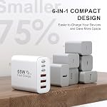 USB C Bloc de chargeur mural rapide, 2-Pack 65W 6-Port USBC Chargeur mural charge rapide PD Adaptateur d'alimentation + connecteur mural QC Multiport Type C Chargeurs de briques pour 17 16 15 14 13Pro Max,Samsung
