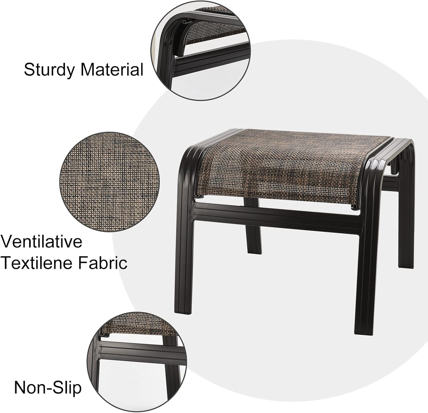 Outdoor Ottomans for Patio Footrest Metal Chairs Patio Footstools Furniture Outside Stools Small Seat Set of 2 Brown, 2 Pack-brown, 22''*20''*17''