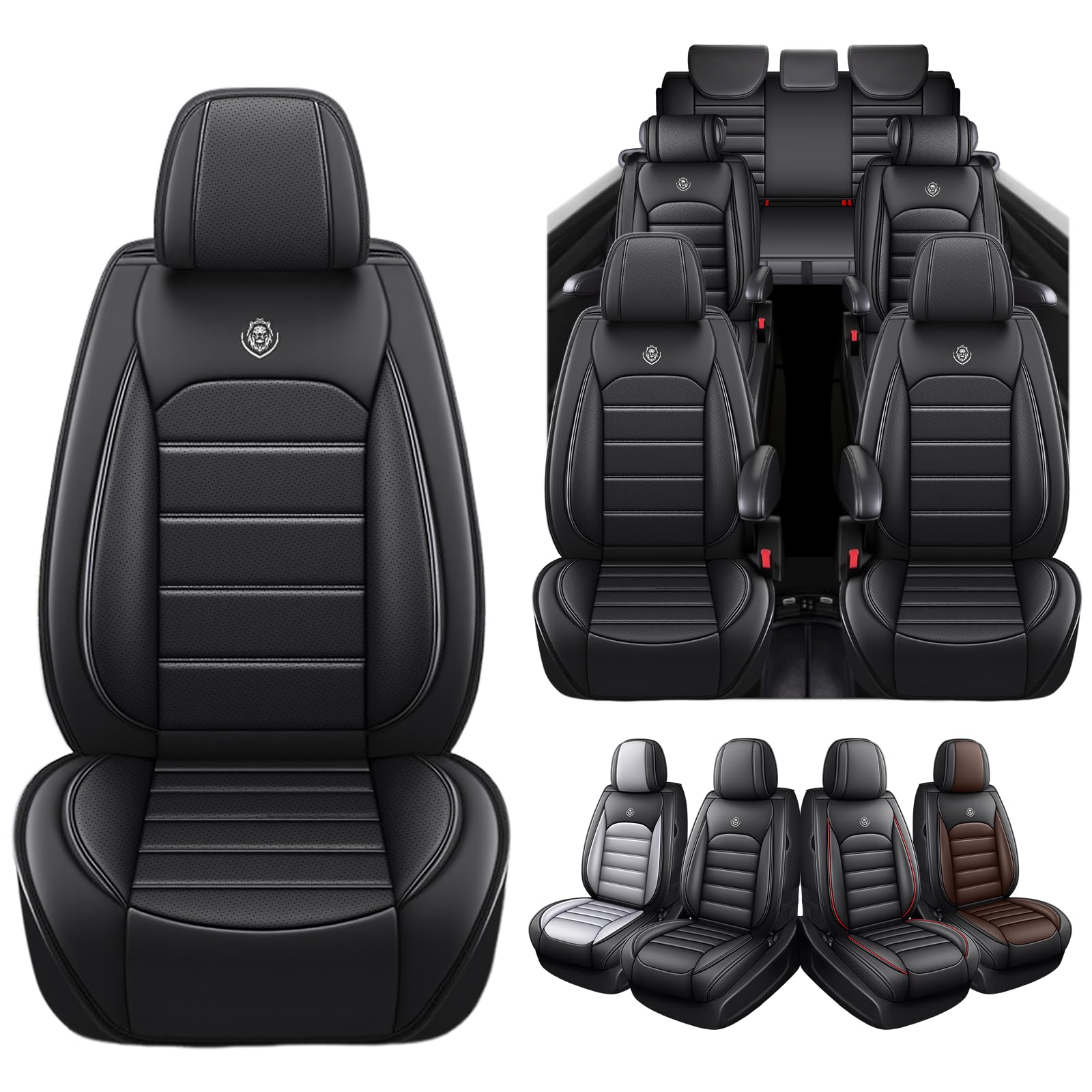 7 asientos para Ascent 2019-2026, fundas de asiento de cuero impermeables, transpirable, cobertura completa, compatible con airbag y reposabrazos, juego completo de fundas de asiento, color