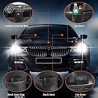 Vista 7 de Wontolf Mini cubo de basura para automóvil con tapa y 60 bolsas de basura, ABS diseño de diamante, organizador de automóvil, accesorios