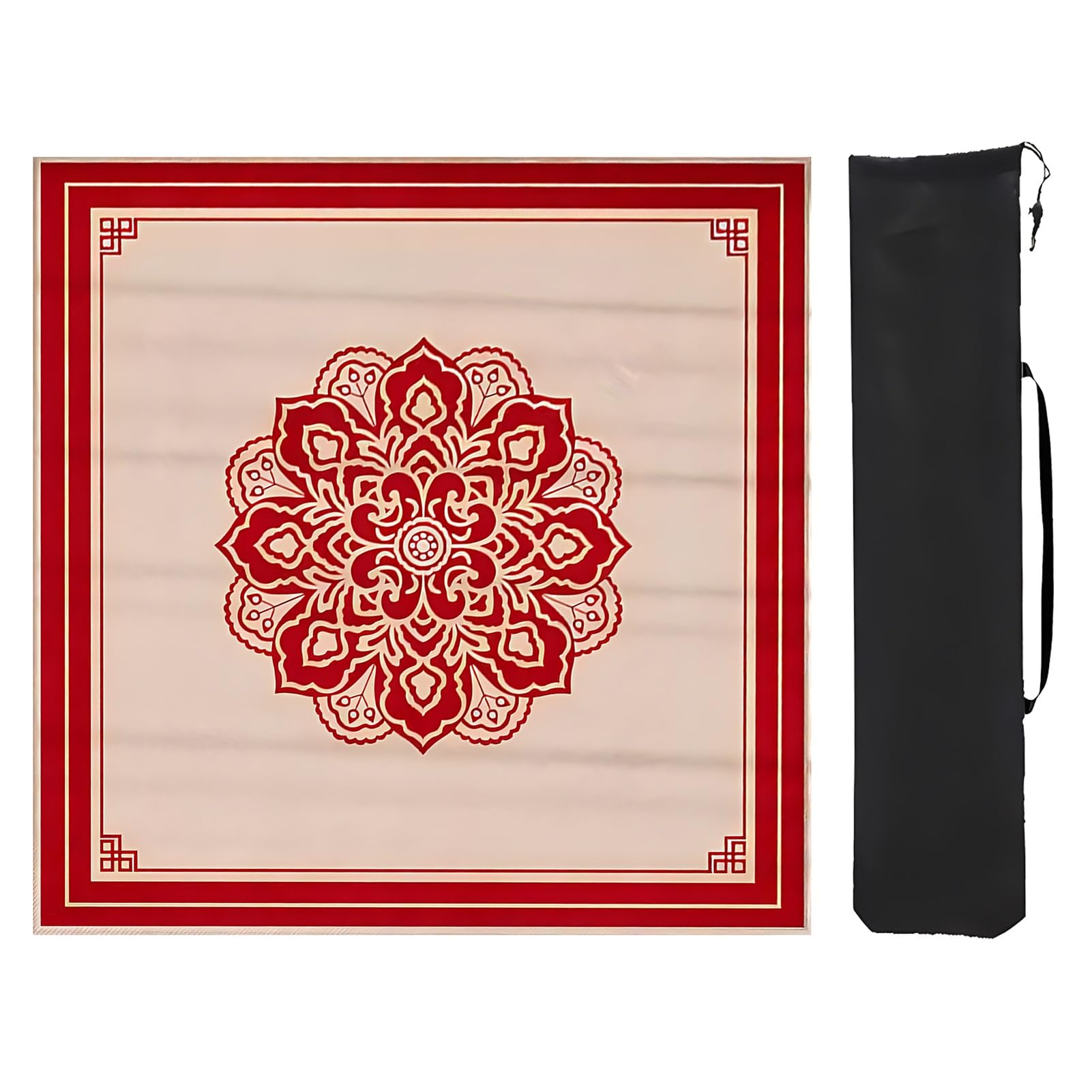 tapete de póquer, Tapete de Mesa Majiang, tapete Cuadrado Mahjong, Grueso con Bolsa Almacenamiento(Red 3,90cm/35.43in)