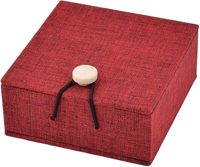 Sourcingmap Wooden Birthday Bracelet Jewelry Gift Display Holder Box 10.5 x 10cm Burgundy