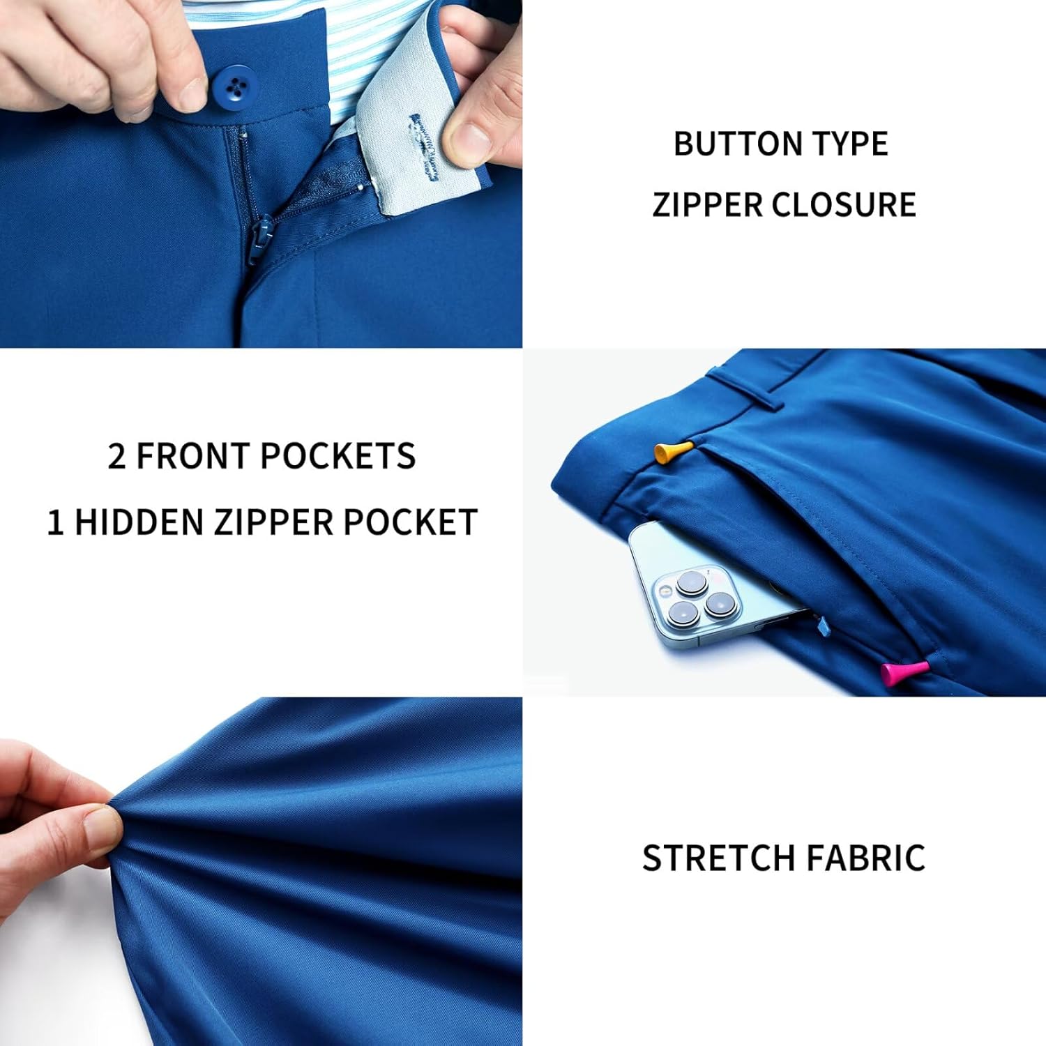 M MAELREG Golf Pants Men Quick Dry - 30"/32"/34" Stretch Lightweight 5 Pockets Water-Resistant Casual Mens Dress Pants - Image 4