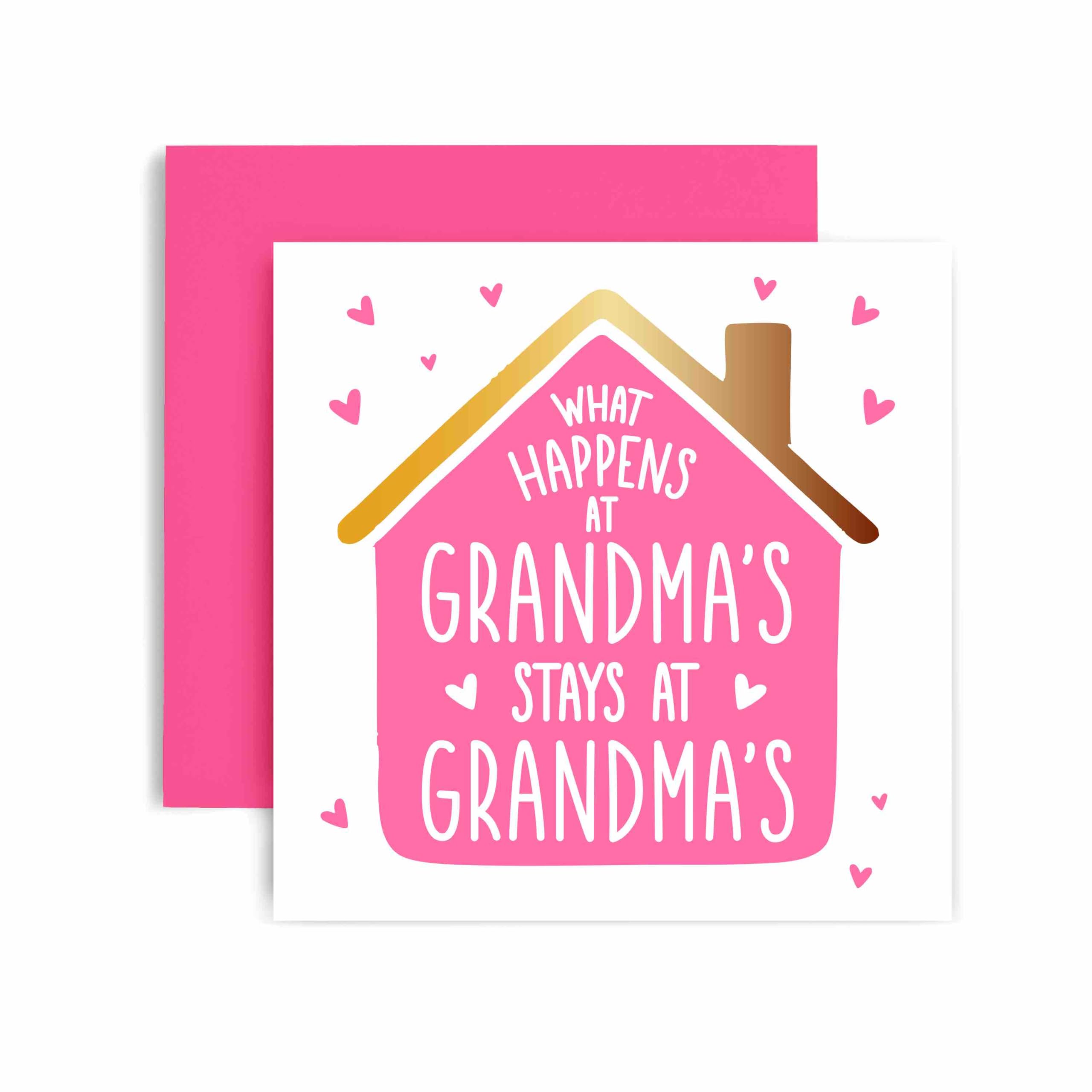 Huxters Birthday Day Card for Grandma Mother's Day Card - What Happens at Grandma's House - 14.8cm (Grandma House)