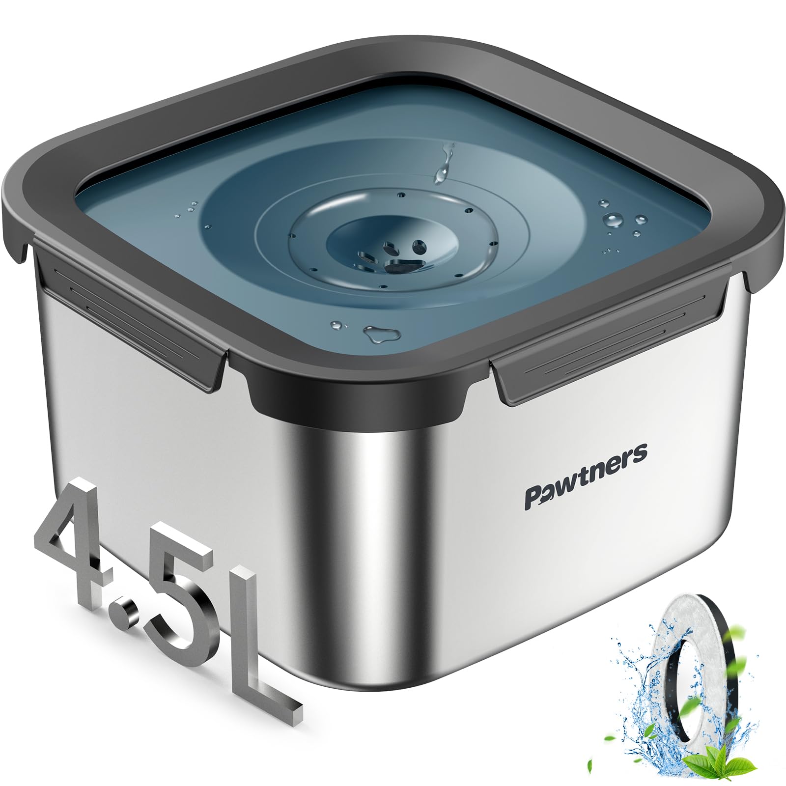 Dog Water Bowl No Spill, 4.5L Stainless Steel Dog Floating Bowl, Slow Water Bowl for Dog with Filter, Non-Slip Base, No Splash Water Bowl for Medium Large Messy Drinkers Blue