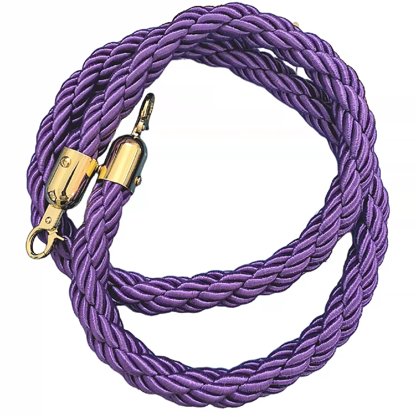 ZJKXJH Twisted Stanchion Rope, Black Crowd Control Queue Barrier Rope with Gold Hooks, Divider Rope for Hotel, Airport, Bank, Exhibition(Purple,1.2m/47.2in)