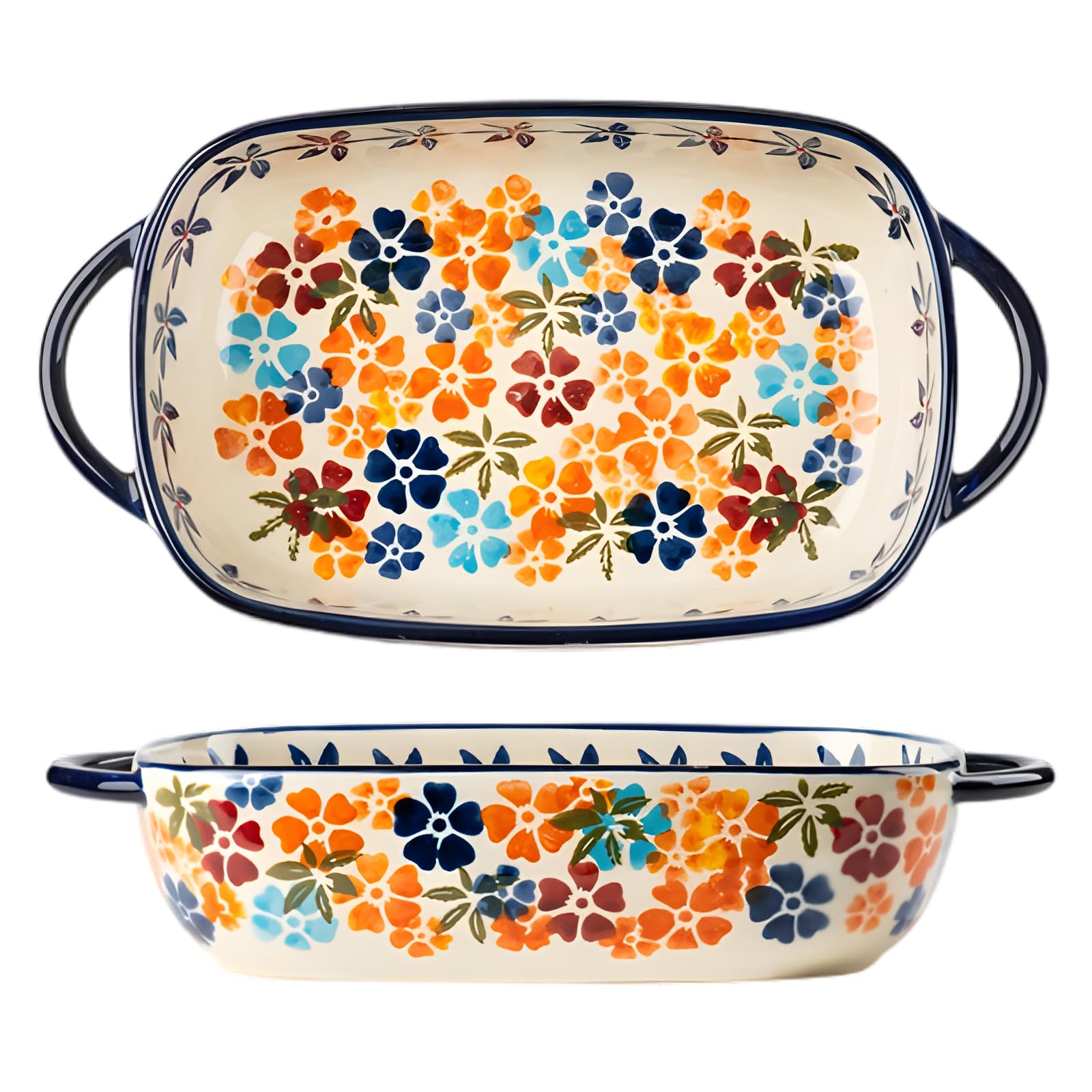 Ceramic Baking Tray 23.5 x 13 x 15 cm Rectangular 730 ml with Handle Colour Tray for Bread Pasta Lasagne Oven Microwave