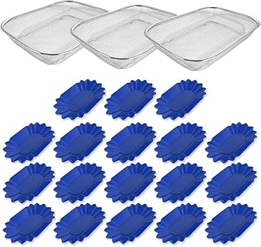 CAFEMASY 3 Pack Stainless Steel Coffee Roasting Cooling Mesh Pan Tray with 18pcs Coffee Bean Cupping Tray Coffee Roaster Accessories Tools for Baristas Coffee Roasting Lovers