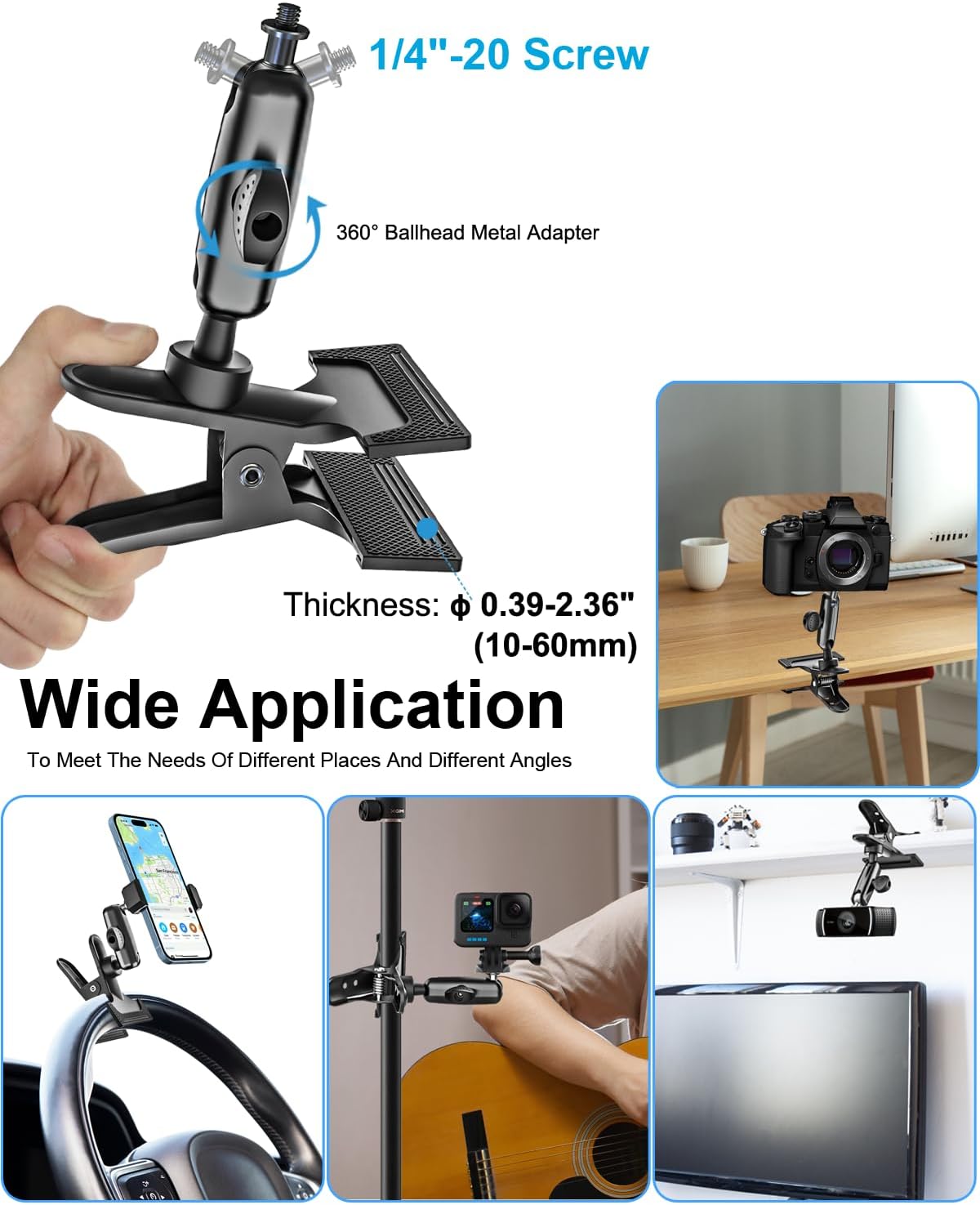 woleyi Kitchen Under Cabinet Tablet Holder - [Metal Clamp Arm] Tablet Mount for Counter, Portable Desktop Tablet Stand Clip, for 4.7-13" Devices, iPad Pro, Air, Mini, iPhone, Galaxy, Fire, Switch