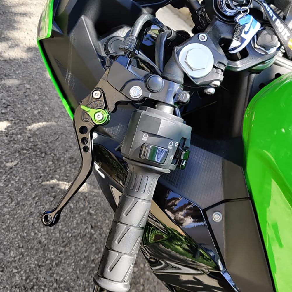 Motorradbremskupplungshebel Für Z900 Z 900 2025 2026 Zubehör Neueste Modelle Verstellbarer Steuergriff Brems und Kupplungshebel z900 2025 Motorradzubehör Kupplung Bremshebelsets (Schwarz Grün)