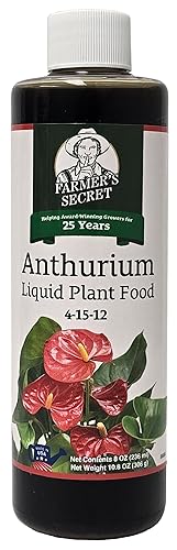Miniatura 1 de Farmer's Secret Fertilizante líquido de anturio para plantas (8 onzas), súper concentrado, promueve el crecimiento y la floración, proporción 4:15:12
