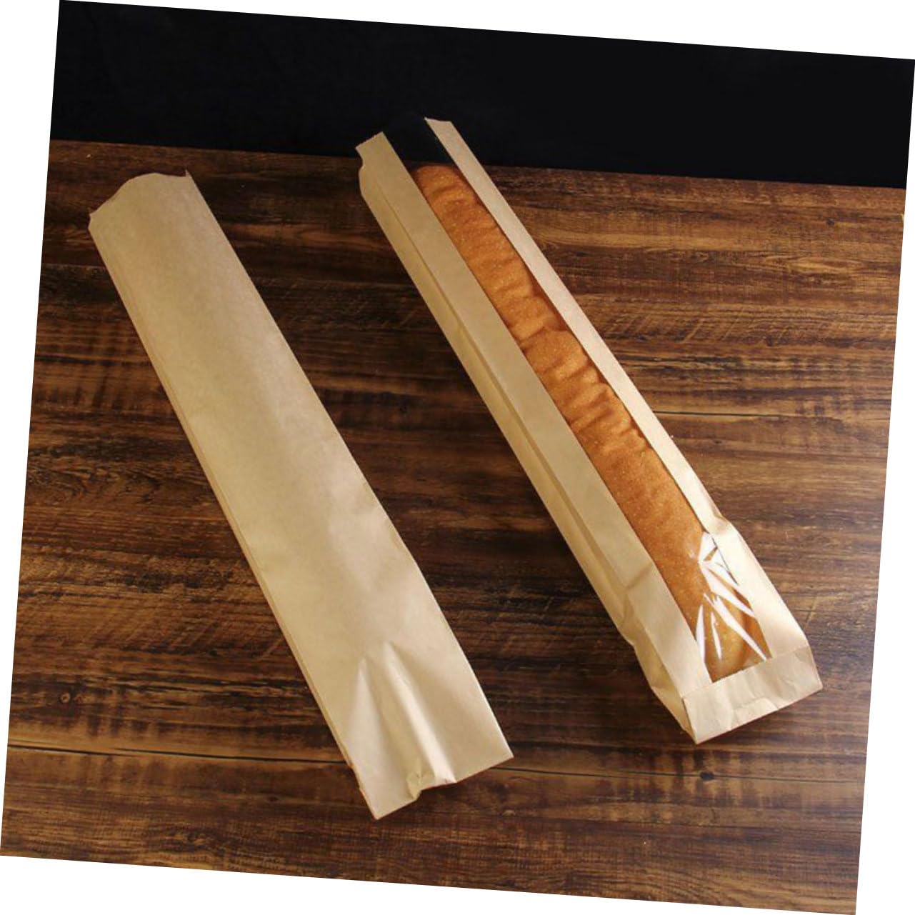50 Stück Kraftpapier Brottüten mit Durchsichtigem Fenster Lebensmittelechte Papiertüten für Brotaufbewahrung Wiederverwendbare Verpackungstaschen für Bäckerei und Snacks