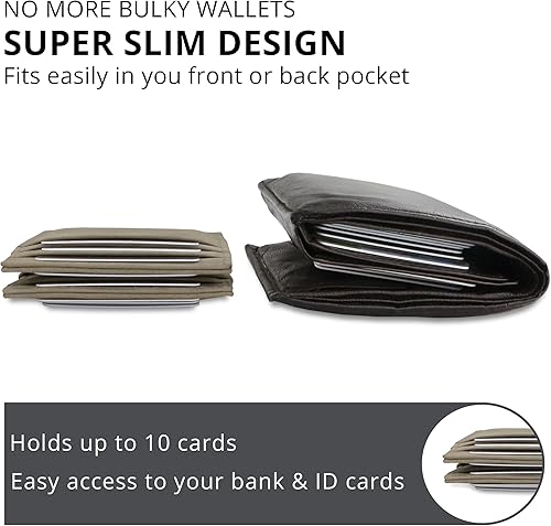 Miniatura 3 de Garzini Cartera mágica para hombre cartera minimalista con tarjetero RFID cartera de cuero para 10 tarjetas 04 Gris Metálico Minimalista