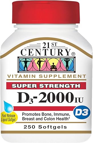 21st Century Cápsulas blandas D3-2000 IU - 250 ct, paquete de 2