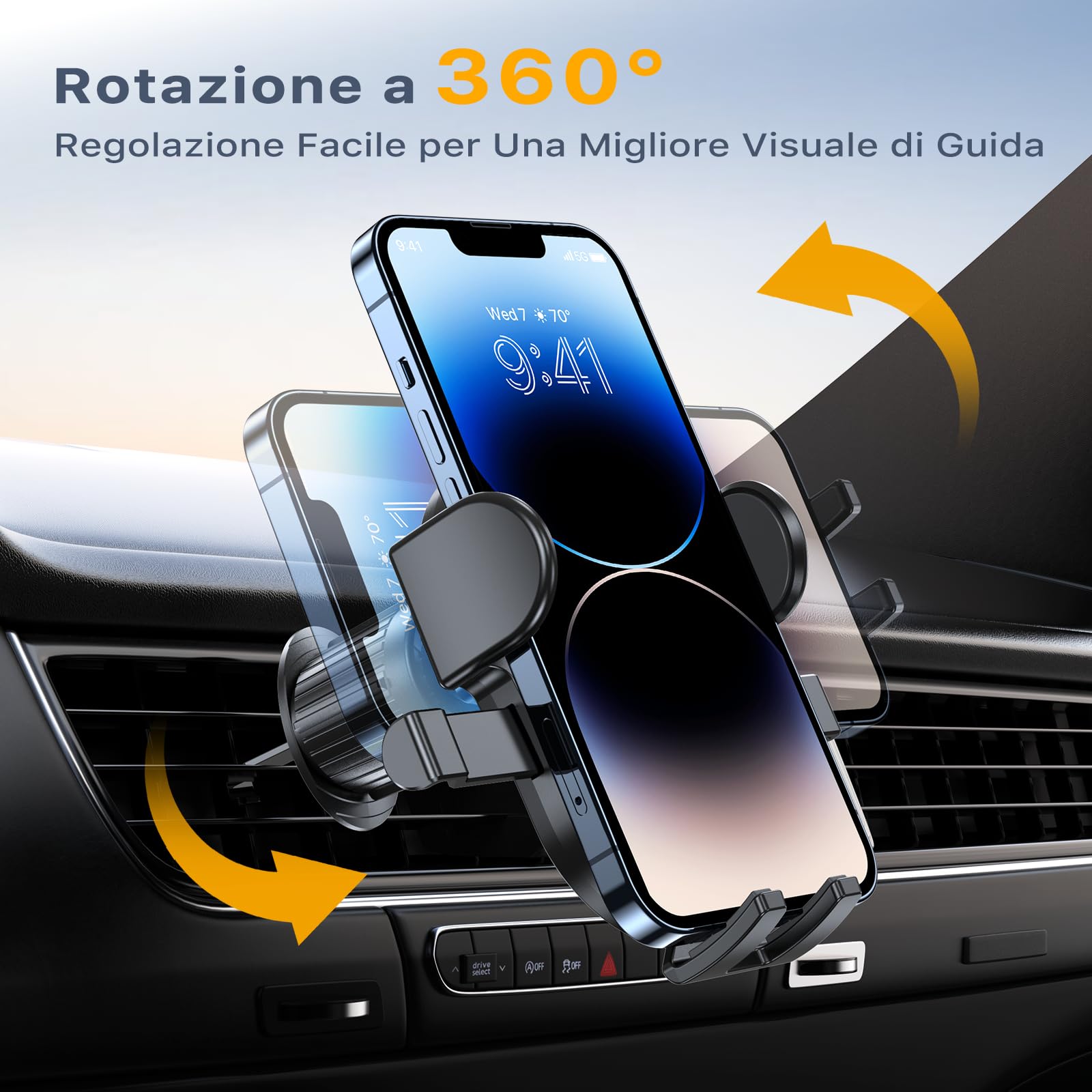 Miracase Porta Cellulare Auto [Fissaggio con Un Solo Tocco] Supporto Telefono Auto Utilizzabile con Una Sola Mano Porta Telefono Auto Compatibile con Tutti Gli Cellulari