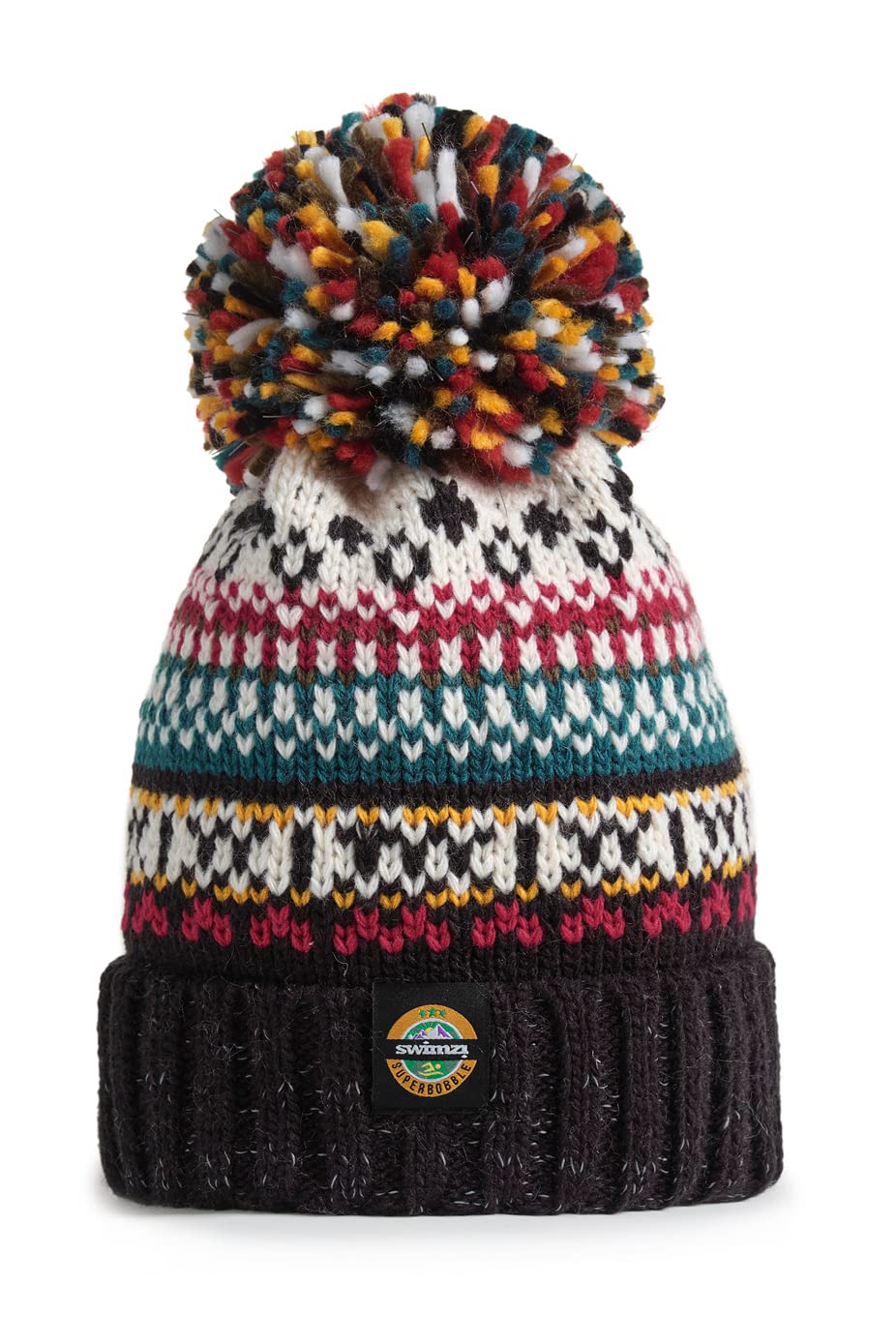 SuperBobble Jet Black Nordic Knit Reflective Beanie