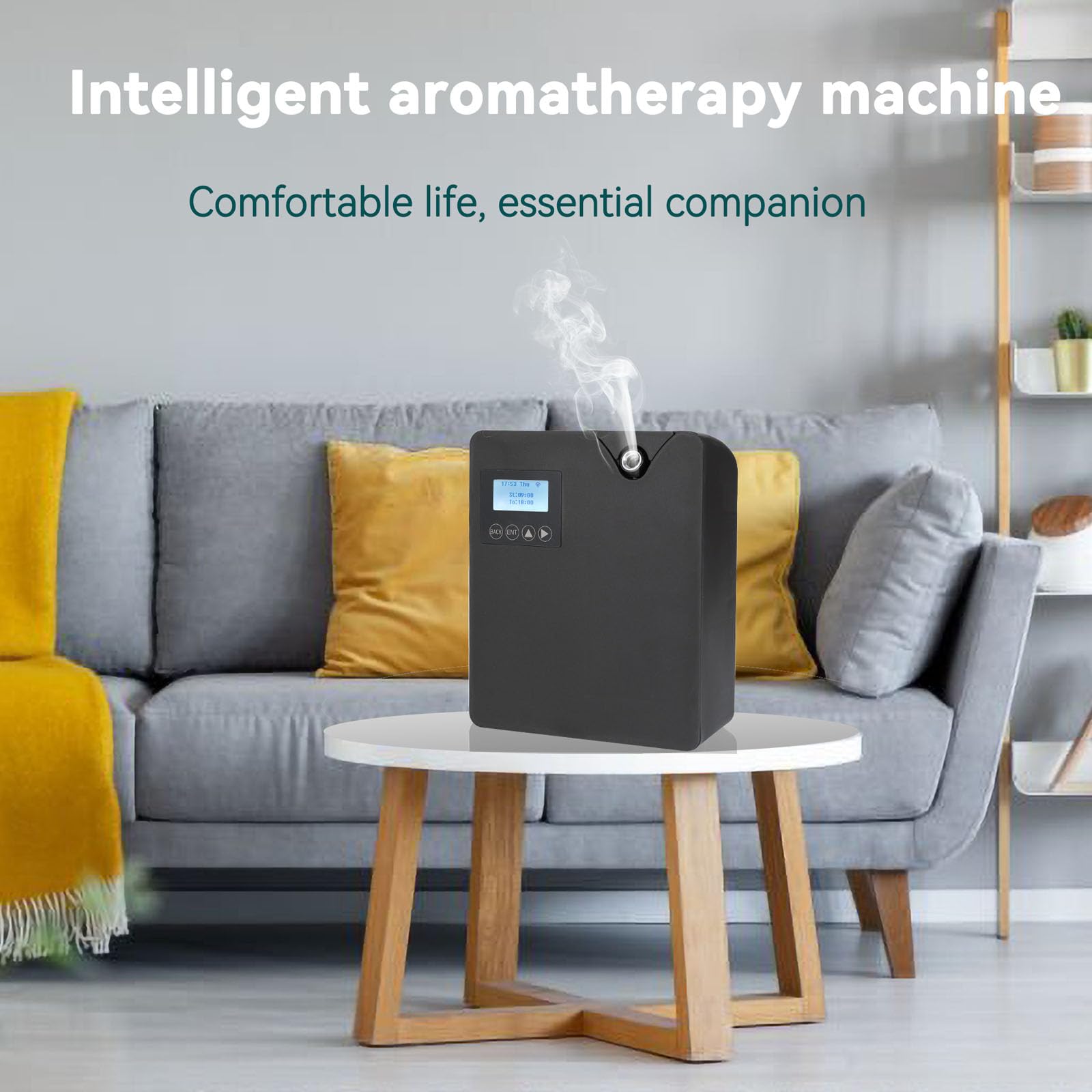 Difusor de aceites Esenciales sin Agua - Difusor de aromaterapia Bluetooth y Wi-FI - Difusor Profesional sin Agua - 300 ml - para Habitaciones Grandes (Negro)