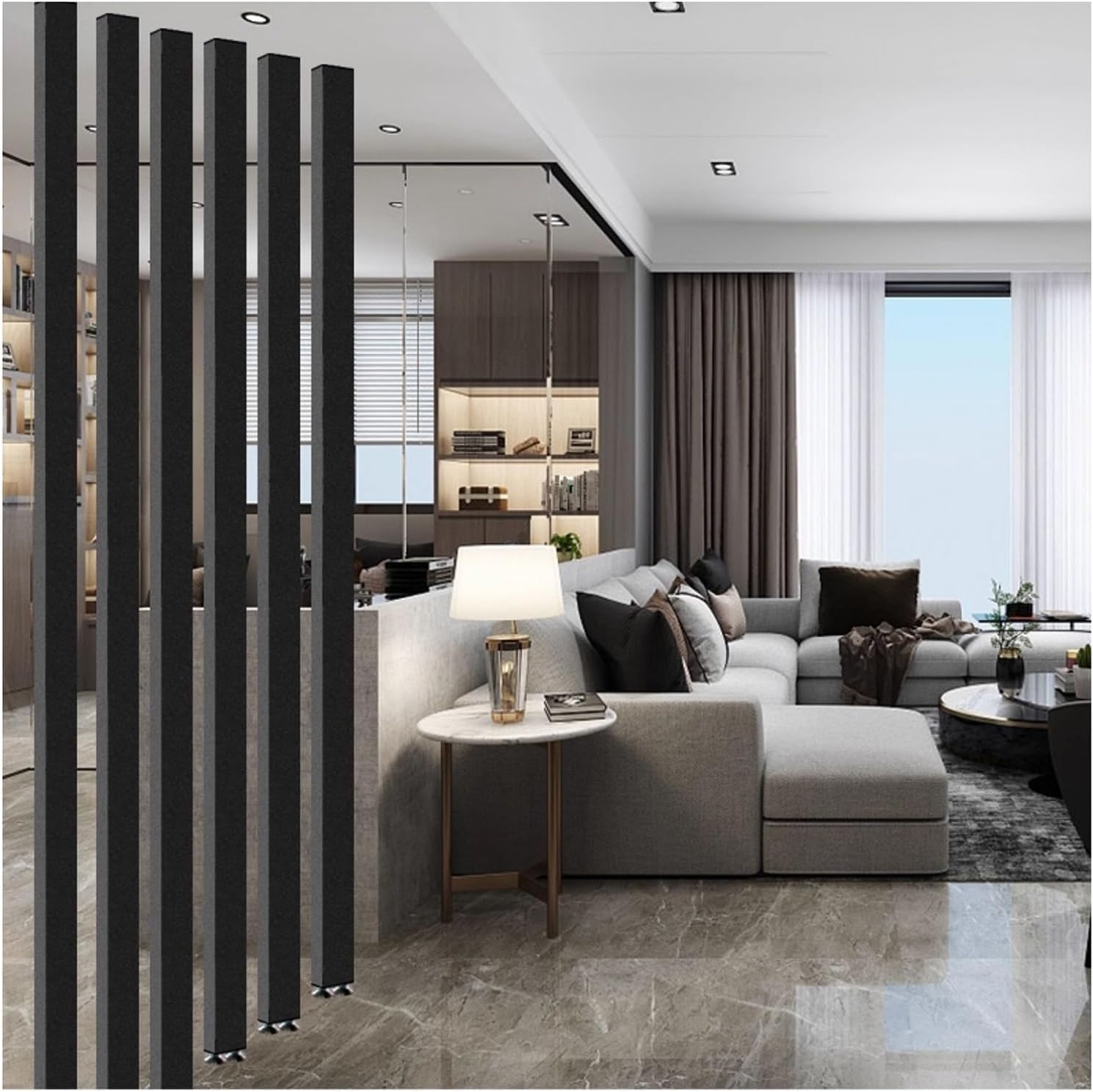 Room Divider, Wall Partition Room Divider Floor To Ceiling Slats,acoustic Wall Panels，Privacy Screen,Living Room Simple Modern Entrance Restaurant Office Decor C(Size:180cm/70.8in/5.90ft,Color:2 Root)