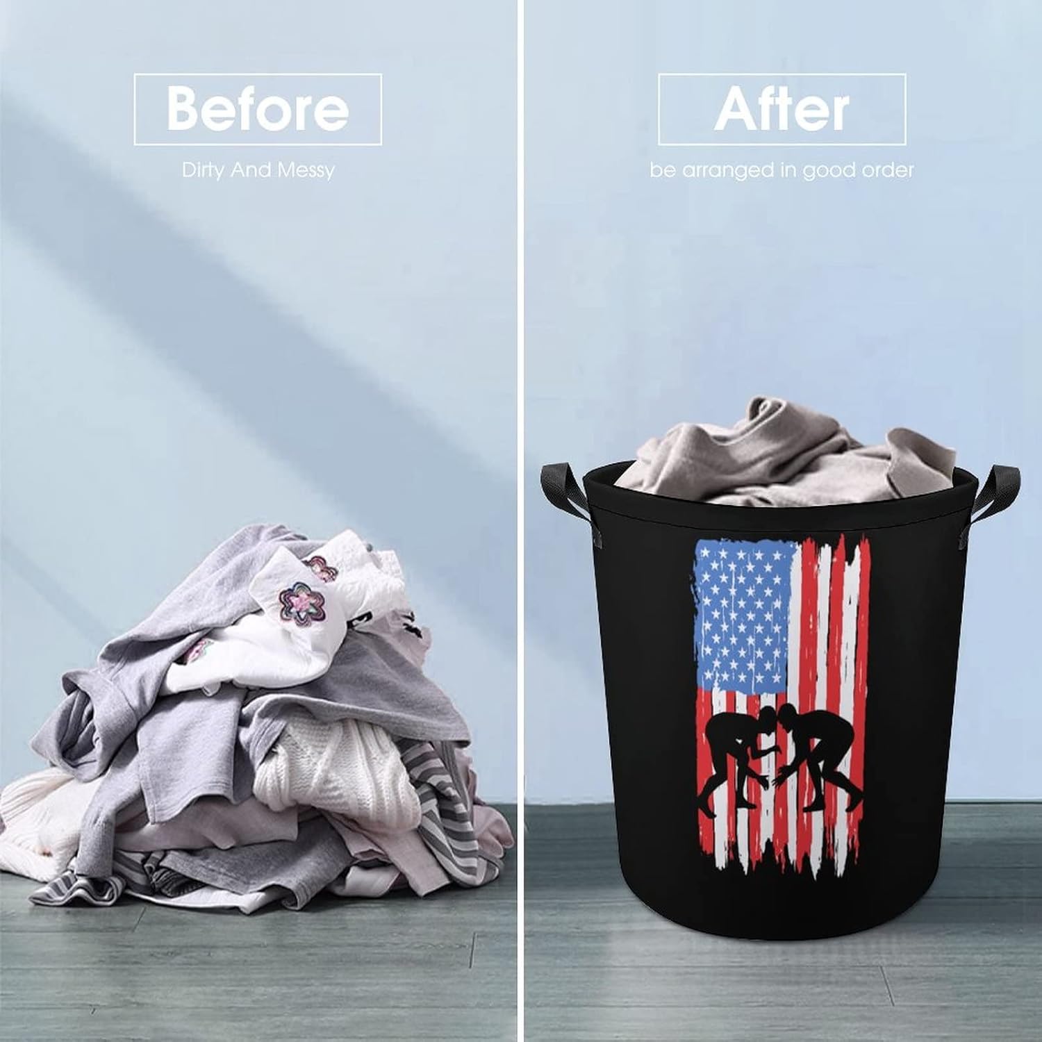 United States wrestling Flag Foldable Laundry Basket Storage Laundry Hamper Large Toy Organizer Basket