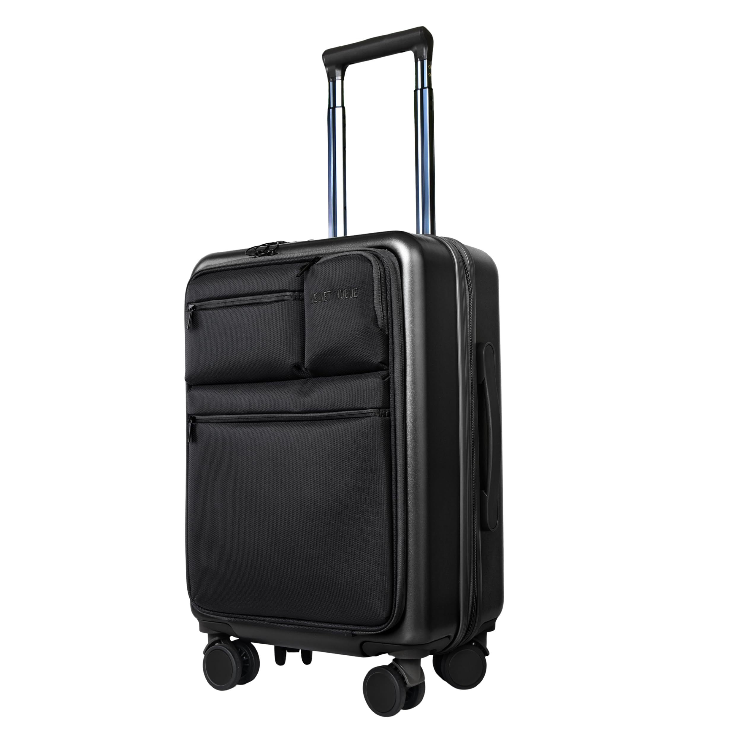 Cabin Pro Trolley Bag Front Laptop Compartment with TSA Lock & USB Charging Port | 100% Polycarbonate 8 SilentRun Hinomoto Wheels | Luxury Luggage Trolley Bag | Cape Town Night Black-image-8