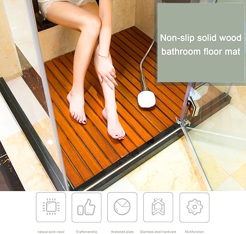 Miniatura 3 de Tapete de baño de bambú impermeable, tapete de ducha de madera antideslizante, tapete de baño de madera multiusos, tablero de pato, tapete de