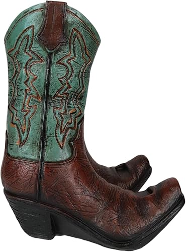 Miniatura 4 de Ebros Gift Botas vaqueras de cuero sintético de color verde azulado rústico occidental, portarretratos para libros de recetas, soporte para teléfono