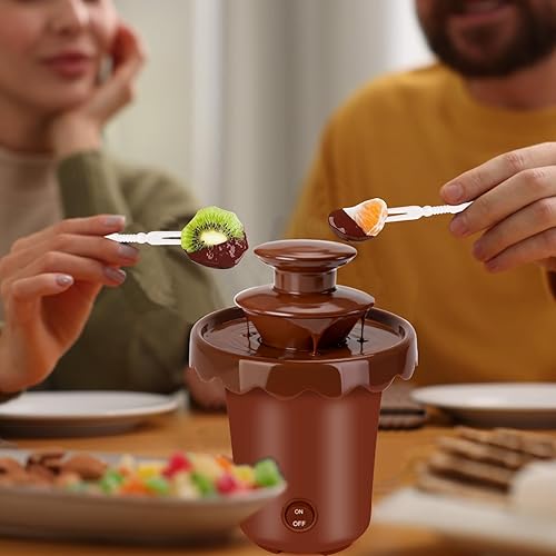 Miniatura 7 de Máquina de fuente de chocolate, mini fuente de chocolate portátil alimentada por batería, máquina de fondue inalámbrica de 2 niveles con 10