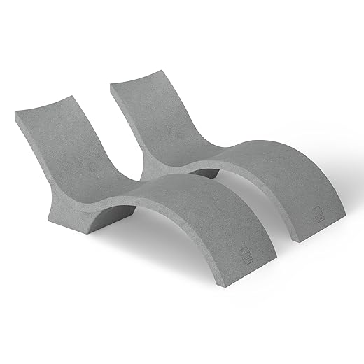 Ledge Lounger- Signature Chaise Deep - Inside Pool & Sun Shelf Lounge Chair - Designed for Deep Shelves 10”-15” - Compatible with All Pool Types - Poolside & Sun Deck Tanning - Set of 2 - Granite Gray