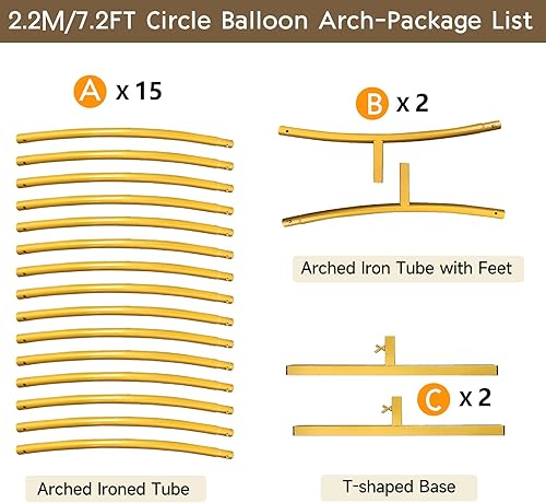 Miniatura 4 de Soporte de fondo redondo de 7.2 pies para arco de globos dorados de metal, marco de anillo de telón de fondo de boda para fiesta, cumpleaños, baby