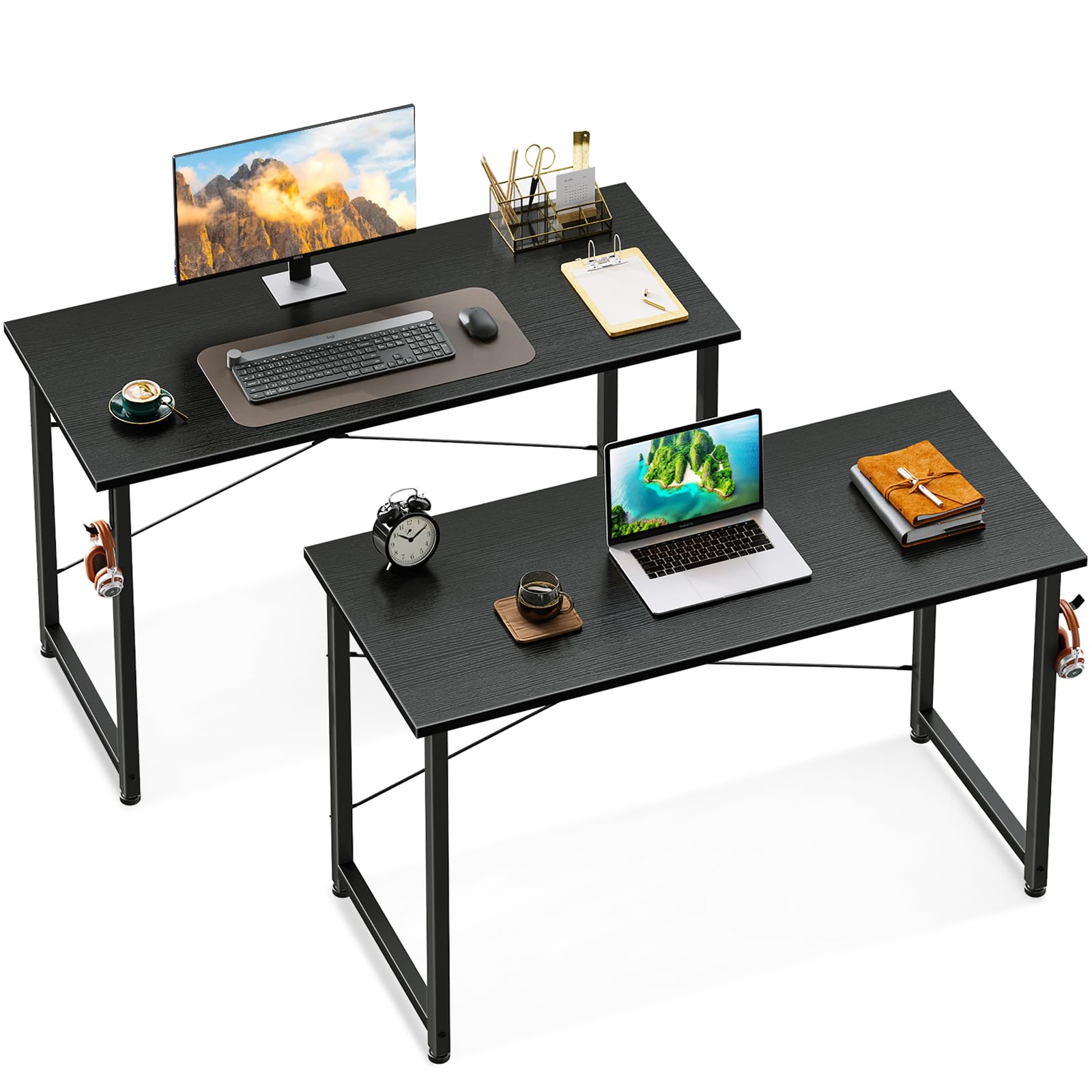Coleshome 40 Inch Computer Desk 2 Pack, Modern Simple Style Desk for Home Office, Study Student Writing Desk, Black