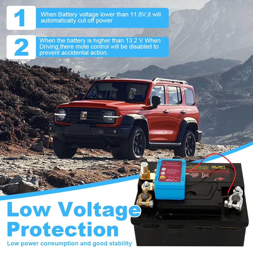 Batterie Trennschalter 12V, Drahtloser Ferngesteuerter Auto Trennschalter 240A, Smart Batterie Kill Switch Anti-Diebstahl,Automatische Abschaltung Schalter Für Auto, RV, ATV, LKW, Boot