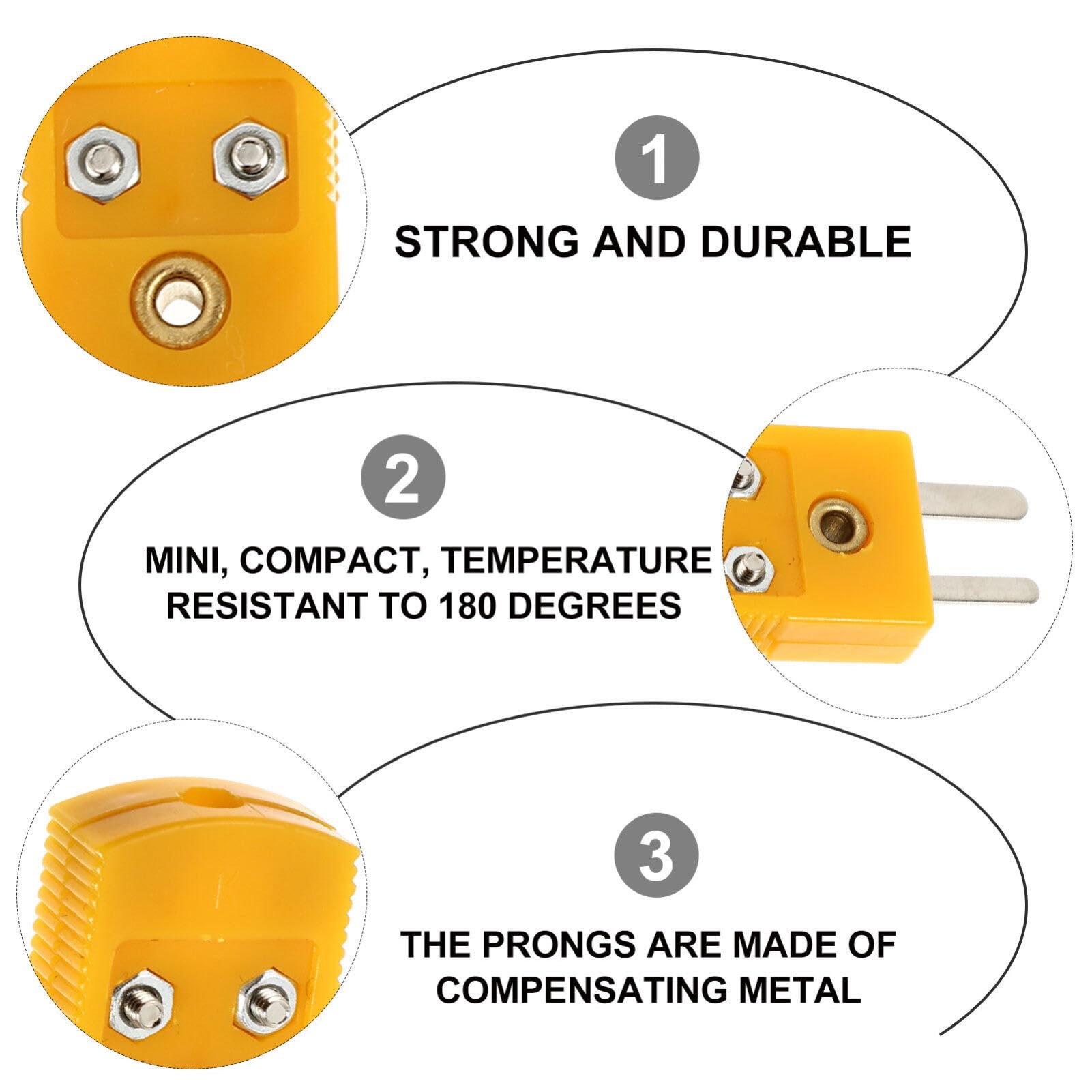Balacoo Thermocouple Connector Thermocouple Wire Connector- Case K Type Thermocouple Thermocouple Cable Connector Adapter Type K Plugs Temperature Probe 4pcs Thermocouple Plug