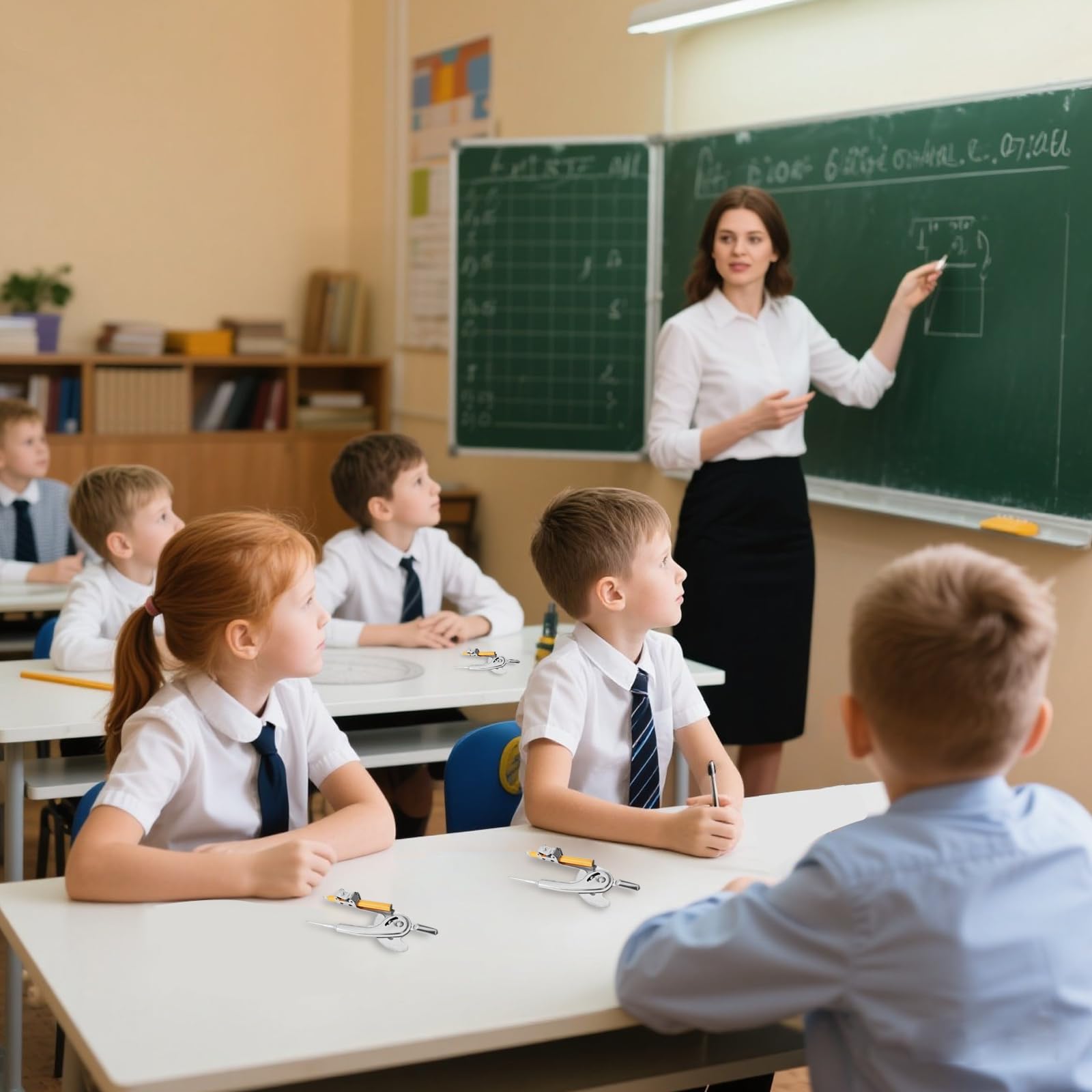 20 piezas de brújula para geometría de metal, herramienta de matemáticas, brújula de dibujo a granel, brújula geométrica plateada con lápiz para estudiantes, escuela, aula, oficina, carpintería