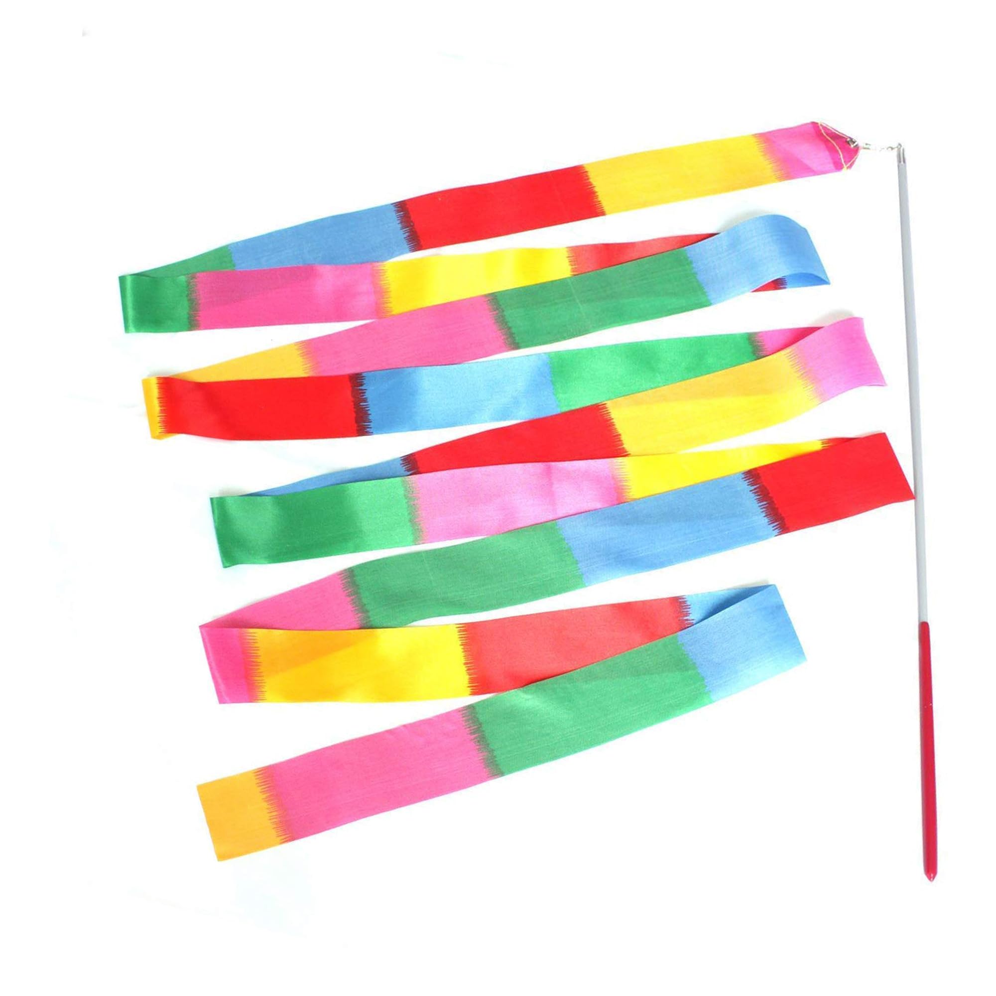 Trimming Shop 4M Gymnastics Ribbon Wand, Satin Dance Streamer for Ballet, Cheerleading, Baton Twirling, Rhythmic Gymnastics & School Performances, Multicolour - 1pc
