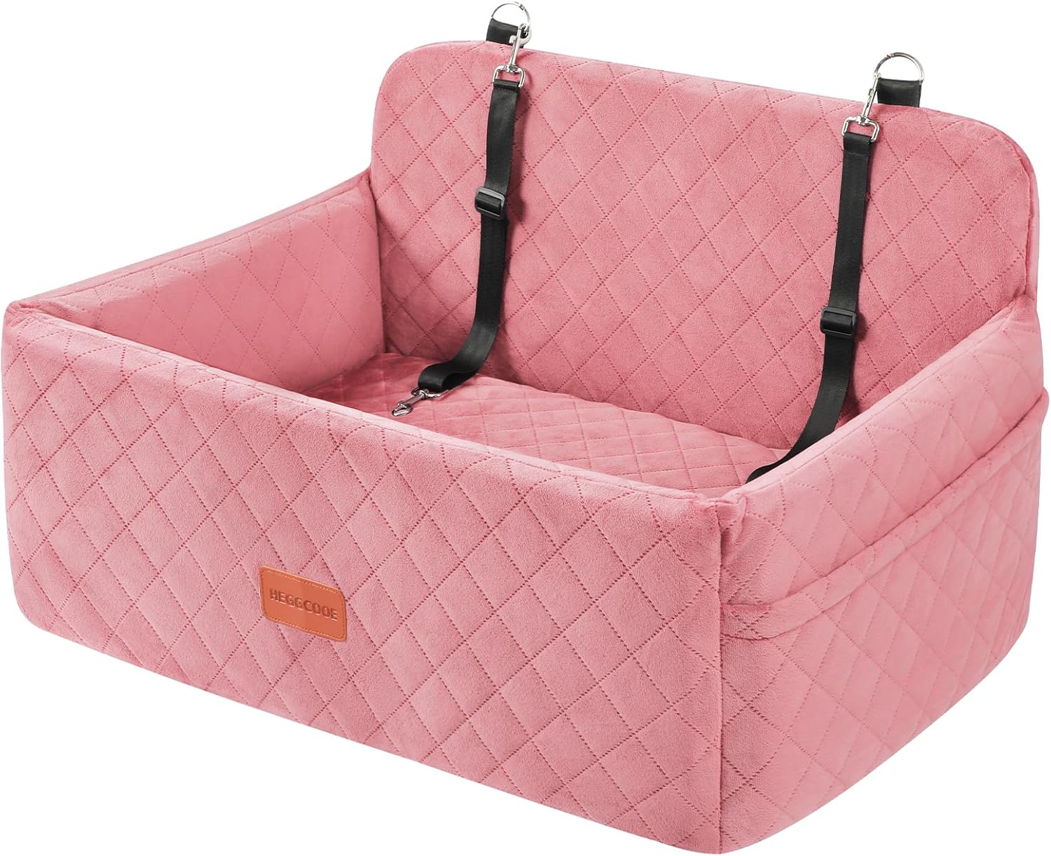 (Similar) Dog Car Seat for Medium/Large Dogs, Pet Booster Seat for Under 55 lbs or 2 Small Dogs, Detachable & Washable Dog Car Bed for Backseat with 2 Safety Leashes (Pink)