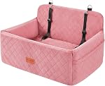 HEGGCOOE Dog Car Seat for Medium/Large Dogs, Pet Booster Seat for Under 55 lbs or 2 Small Dogs, Detachable & Washable Dog Car Bed for Backseat with 2 Safety Leashes(Black/Grey)