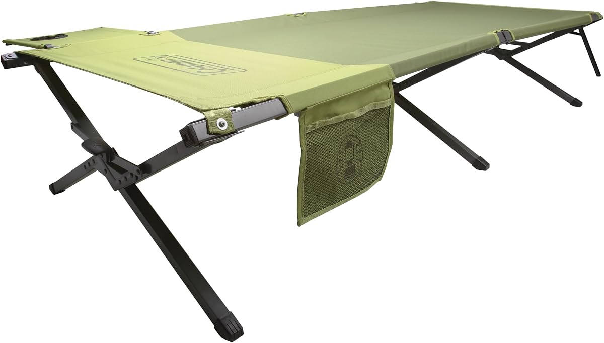 Cuna plegable Trailhead Easy-Step con bloqueo de pie, cuna de camping con mesa auxiliar extraíble y bolsillo, soporta hasta 300 libras, ideal para acampar, descansar, dormir elevado, invitados y más