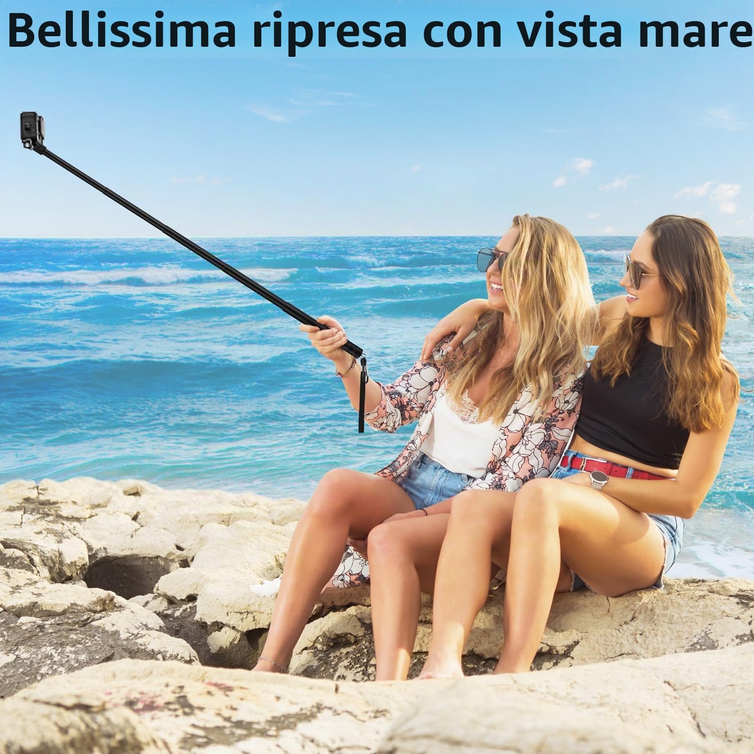 Wiseten 150CM Bastone Selfie Asta per GoPro Insta360, Allungabile Selfie Stick Vlog Maniglia Portatile Fotocamera Accessori per GoPro Hero 13 12 11 10 9 Black insta 360 X5 X4 X3 DJI Osmo Pocket 3 4