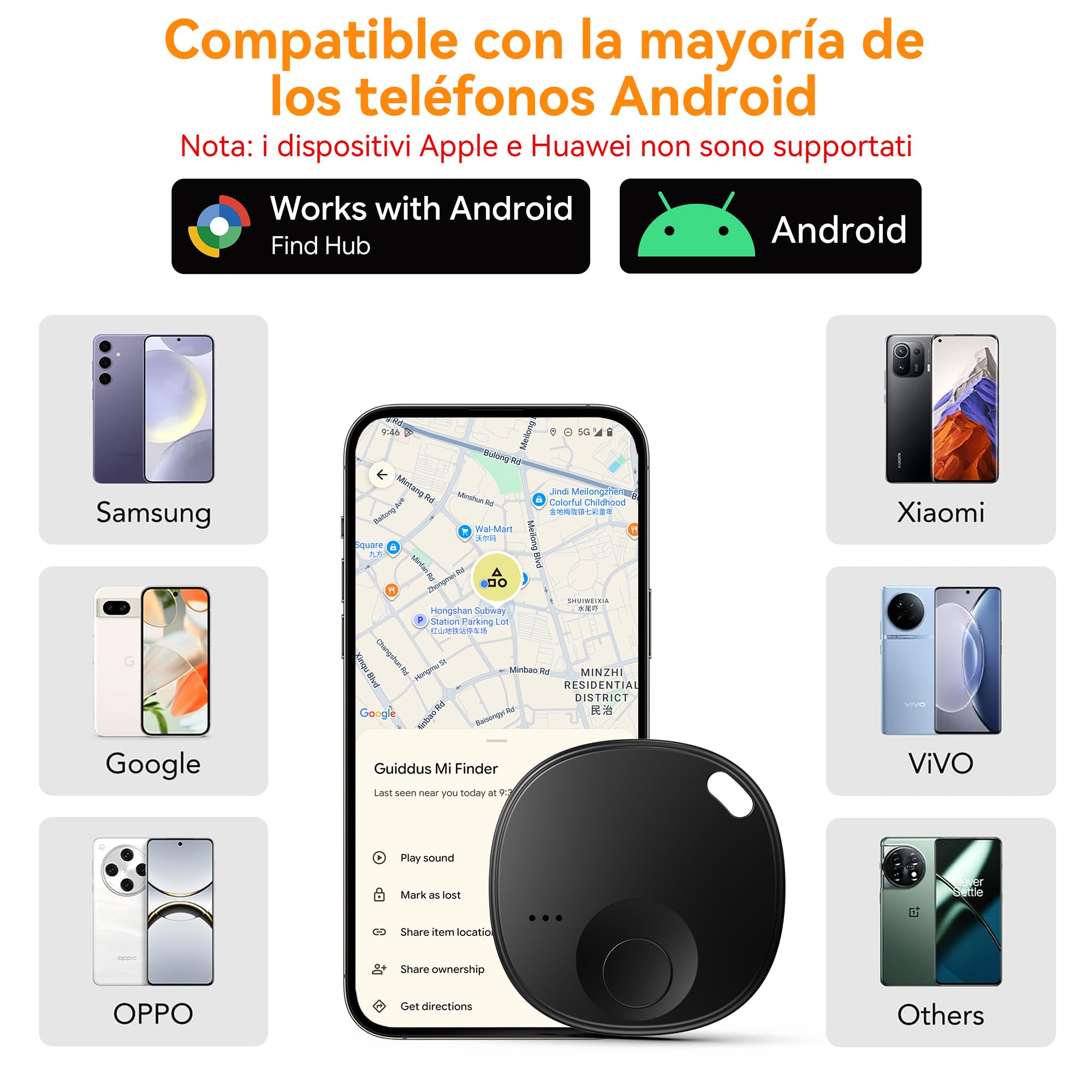 Smart Tag Bluetooth Localizzatore 4 Pezzi Air Tracker Android Compatibile Google Find Hub per Chiavi Bagagli Valigie Portafogli