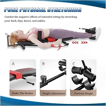 Inversion Table, Lumbar Neck Stretcher, Adjustable 57-72.8in, Inversion Table Workout Bench for Home Workout, for Back Pain Relief