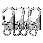 Ahiller Carabiner Clip, Double Anti-Misopening Locking Design, 3 Zinc Alloy Heavy Keychain for Outdoor Camping Hiking, Key Ring Clip (Gunmetal-4P)