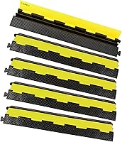 Vista 15 de CXRCY Paquete de 2 rampas protectoras de cable de goma de PVC de 3 canales, capacidad de 44000 libras, resistente a la velocidad, para manguera