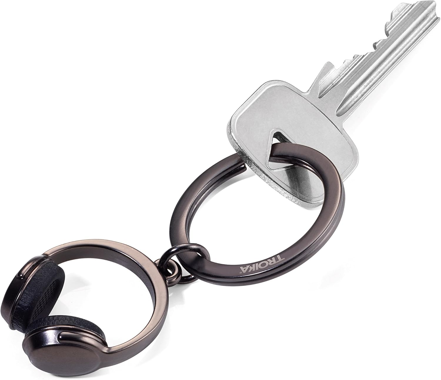 Troika Headphone KR17-07/GM Key Fob - Headphones - Cast Metal/Silicone - Trend: Music - Listen to Music - Gunmetal Grey - The Original