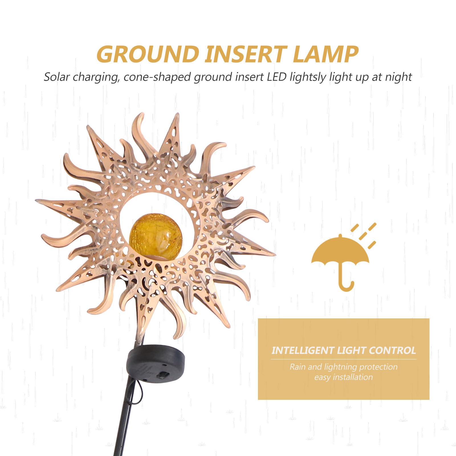Lampada Solare da Giardino in Ferro, Proiettore Traforato da Esterno
