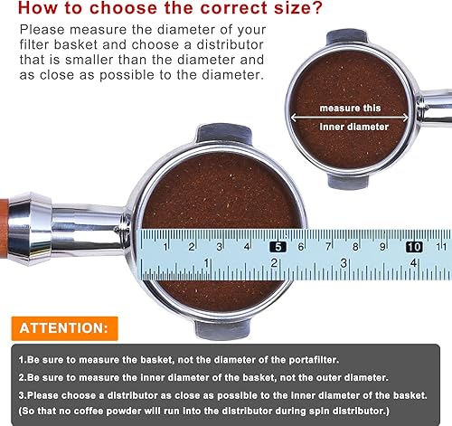 Miniatura 2 de -Herramienta distribuidora de café expreso de 2.283 in - Nivelador de espresso de doble cabezal para portafiltros de 2.283 in, manipulador de manos